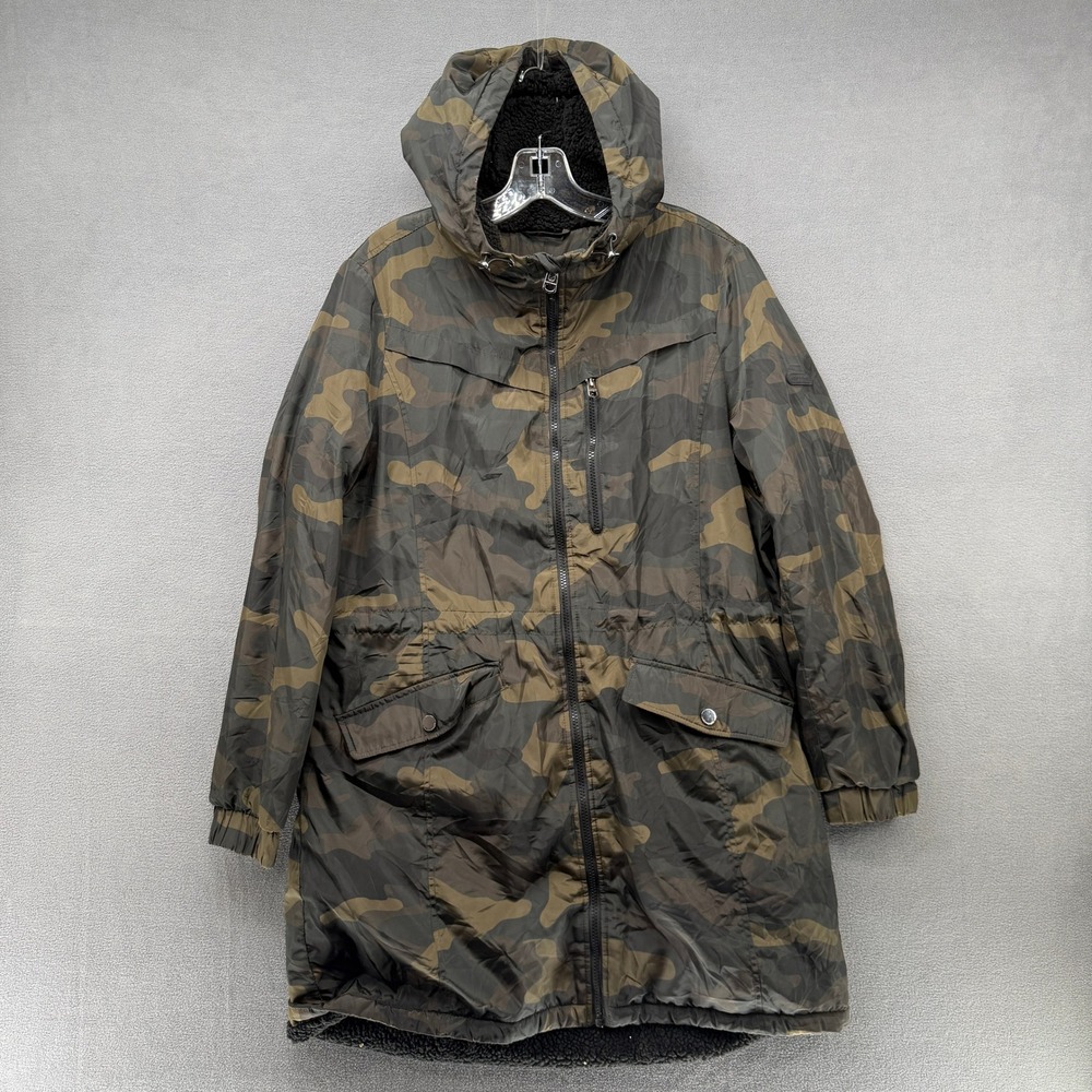 Lucky Brand Camo Sherpa Lined Hooded Parka Jacket Women's L Premium Performance